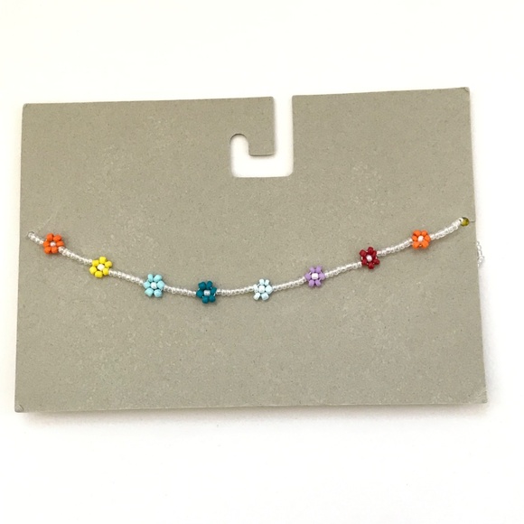 URBAN OUTFITTERS Flower Beaded Necklace Dainty Choker Multicolored NWT - Picture 9 of 14